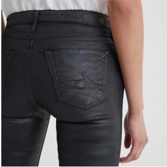 NWT! AG JEANS Leatherette Crinkle Coated Ankle Leggings Charcoal Gray Size 24 - Picture 4 of 14